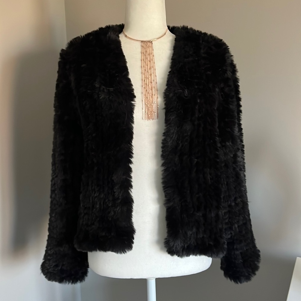 Scout & Molly’s Do Everything in Love soft black Faux Fur cardigan jacket